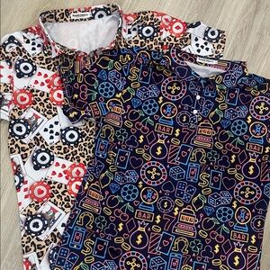 Mens RD ranch dress n Casino Print Short-Sleeve polo shirts